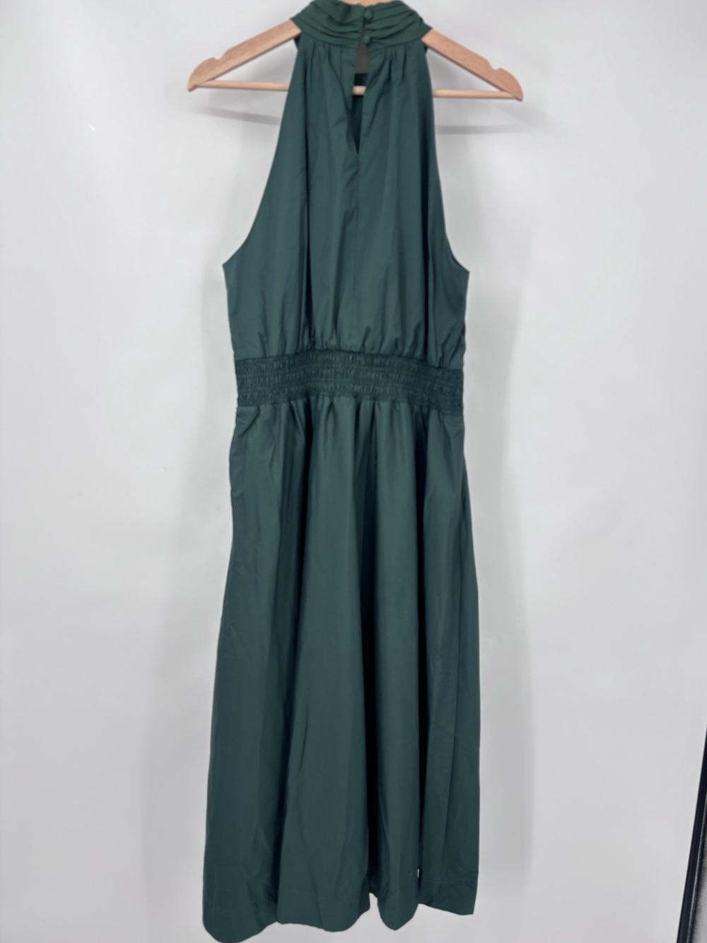 NWT Veronica Beard Kinny Halter Midi hasDress in Forest Green Sz 12 smocked - Picture 5 of 11